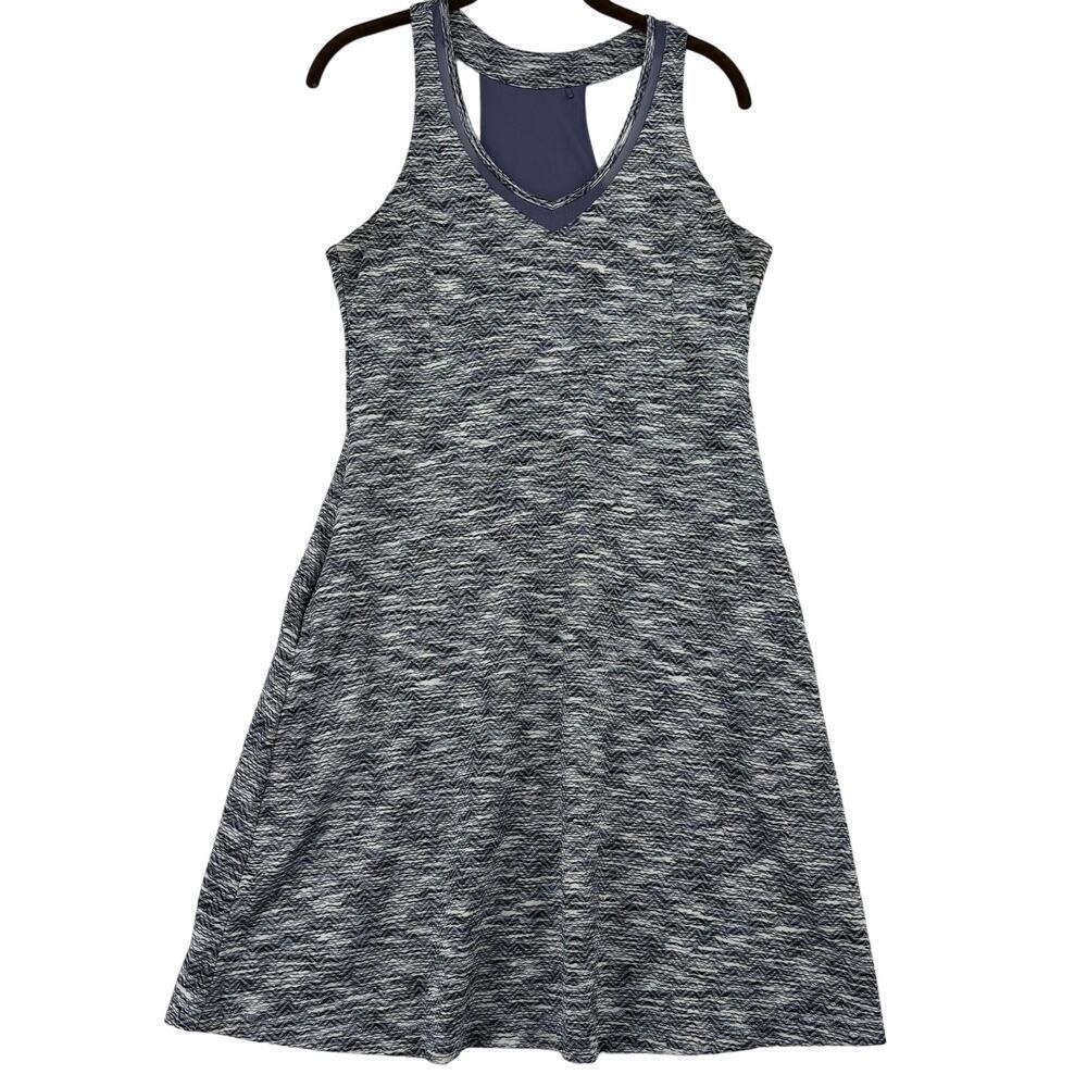 MPG Racerback Dress Womens Size M Purple Black Pockets Shelf Bra Stretch Travel
